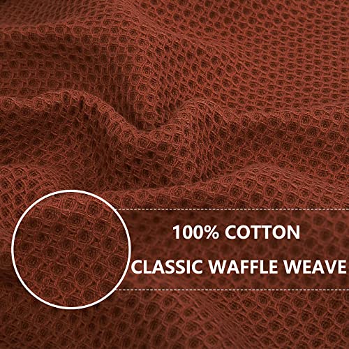 100% Cotton Waffle Weave Kitchen Dish Towels 4 (Rust / 13 X 28 - 4 Pack)