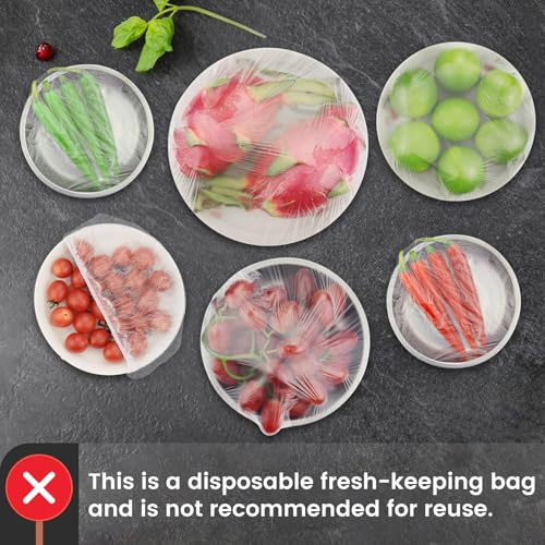 Fresh Keeping Bags 200pcs with Elastic Disposable Shrinkable Food Storage Covers for Kitchen Bowl