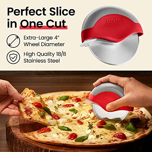 Pizza Cutter Wheel with Protective Blade Cover (Red)