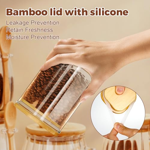 Glass Jars with Bamboo Lids and Spoons (16 oz square)