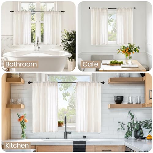 Linen Cafe Curtains 30X30 Inch Length (Linen / 30"W x 30"L (Pack of 2))