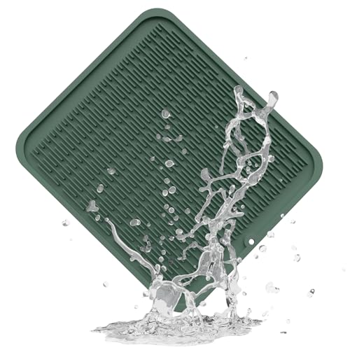 Oversized Silicone Dish Drying Mat for Kitchen (Dark Green / 18" x 16")