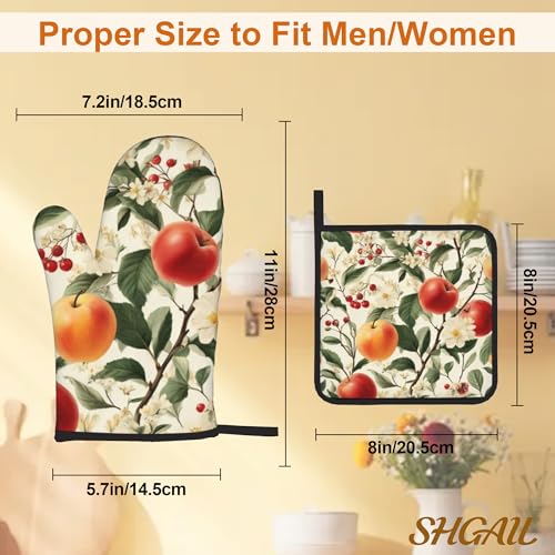 Apple Flower Oven Mitts & Potholder Set of 4 (Apple Flower)