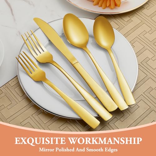 40 Pcs Gold Silverware Set (Gold)