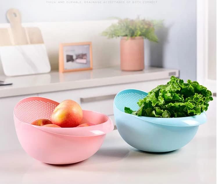 Kitchen Colander Bowl Combo Strainer for Rice (White)