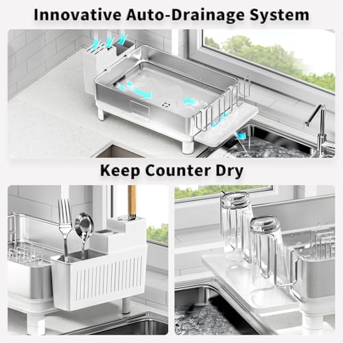 Dish Drying Rack (B-white 1-tier 22.8''x12.6'')