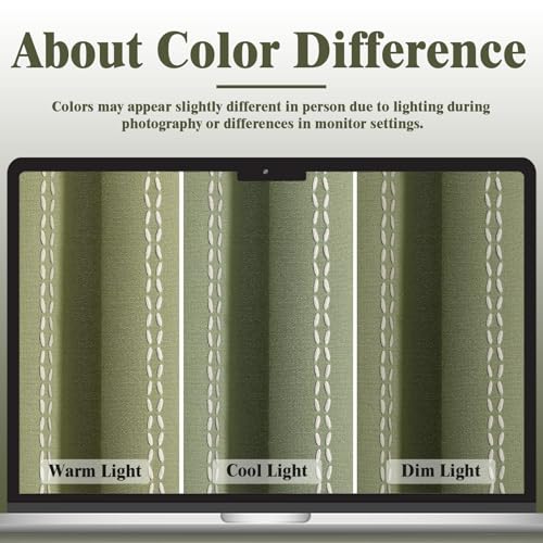 Olive Green 100% Boho Blackout Curtains 84 Inch 2 Panels (Olive Green / 52"W x 84"L (Pack of 2))