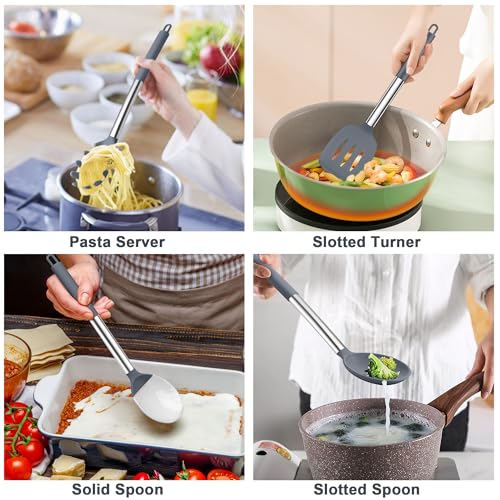 Silicone Cooking Utensils Set (Light Grey)