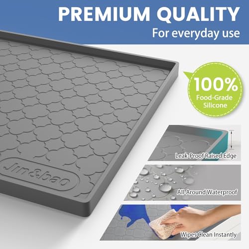 Under Sink Mat 28" x 22" Waterproof Silicone Cabinet Kitchen Liner (Dark Gray / 22"w x 28"l)