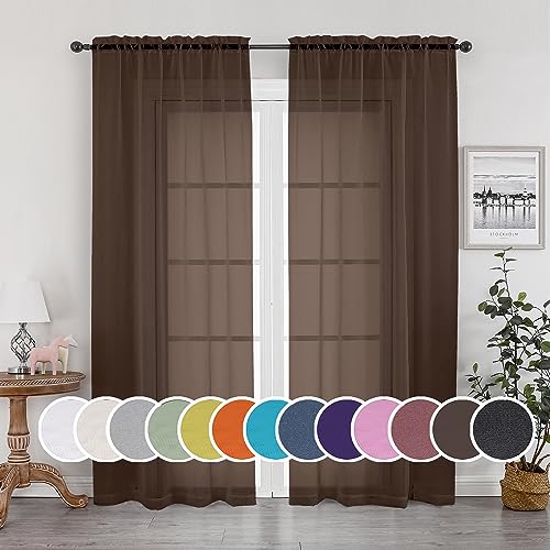Sheer Chocolate Curtains (Chocolate / 42"W x 90"L (Pack of 2))