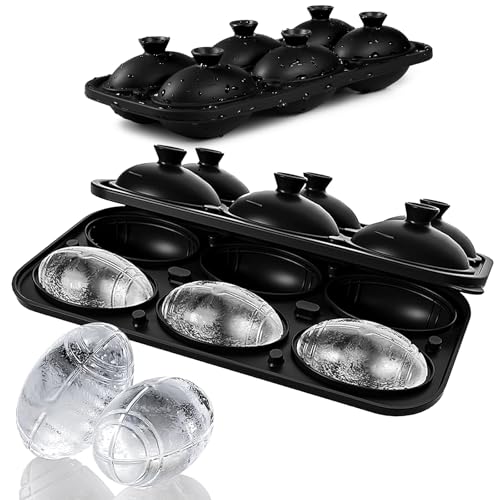 Silicone Large Ice Cube Tray (Black / 6 Pack Large Ice Cubes)