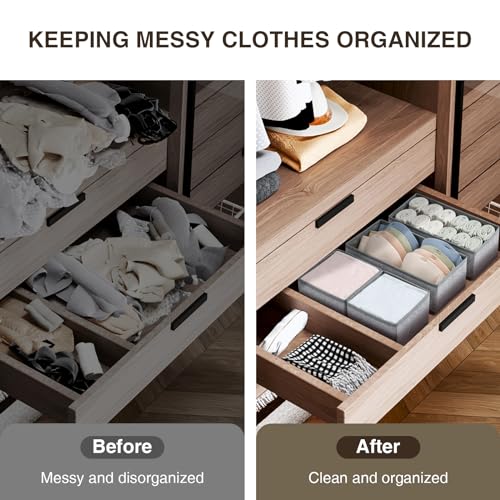 Drawer Organizer Clothes (Blended Gray / 4 Pack)