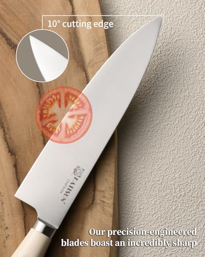 Kitchen Knife Set (Cream / 14 Pieces)