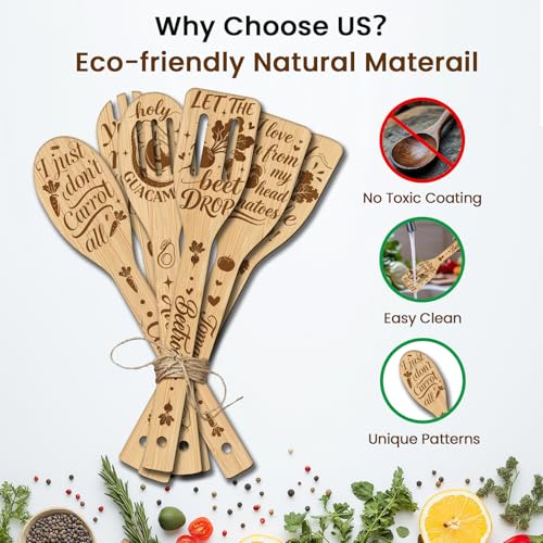 6PCS Vegetables Wooden Kitchen Cooking Utensil Set (Vegetables)