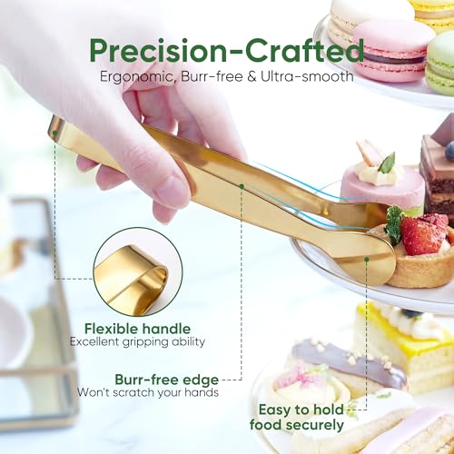 12 Pcs Gold Serving Tongs (Golden / 4.5 inch)