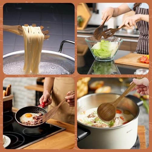 7 Pieces Teak Wooden Spoons Set for Cooking with Spatula and Ladle (HA2-0001)