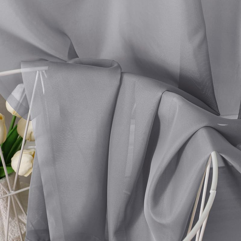 Charcoal Grey Sheer Curtains 90 Inches Long 2 Panels (Charcoal Grey / 42"W x 90"L (Pack of 2))