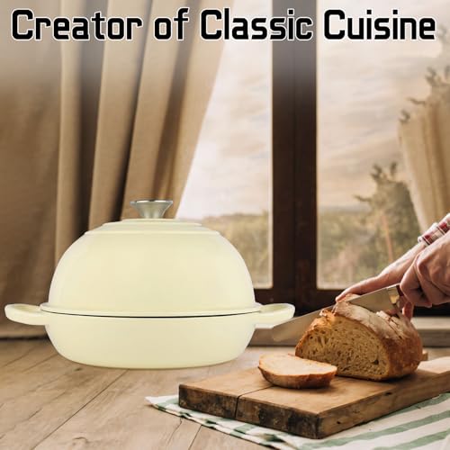 Enameled Cast Iron Bread Oven Dutch Oven Pot with Lid Beige (Beige / 6QT)