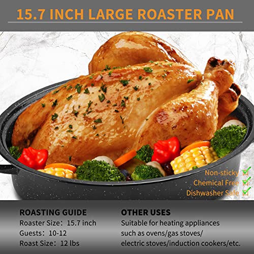 15.7" Roasting Pan with Domed Lid Enameled (15.7INCH)