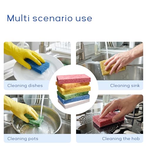6 Pack Cellulose Scrub Sponges Non (Multicolor / 6 Count (Pack of 1))