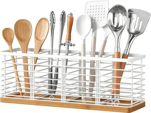 Kitchen Cooking Utensil Holder for Kitchen Counter (White)