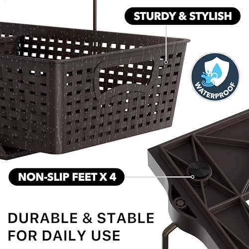 2 Tier Pull Out Sliding Drawer Under Sink Storage (Brown)