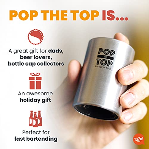 Pop-the-Top Beer Bottle Opener (Black): Automatic Bottle Cap Opener, Push Down Pop Off Bar Tool, Soda and Beer Cap Remover, Cool & Fun Gadget (Matte Black)