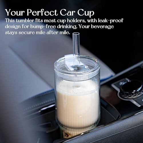28 oz Double Wall Glass Tumblers Set of 2 (Ribbed)
