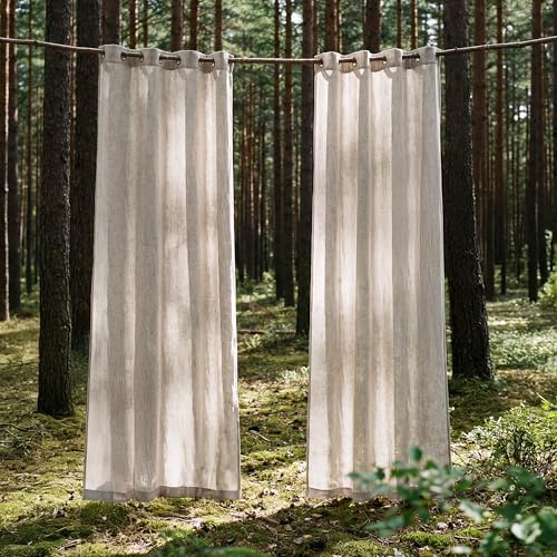 Semi Sheer Linen Curtains for Bedroom (52"W x 84"L (Pack of 2) / Natural)
