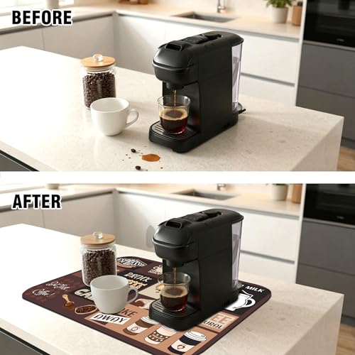 Retro Coffee Pattern Drying Mat 19" x 12" (Coffee / 19" x 12")