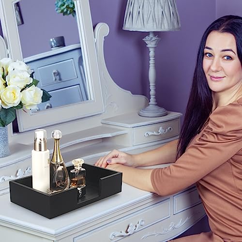 Black Wooden Napkin Holder for Bathroom Paper Hand Guest Towels Holder Tray (Black Wood)