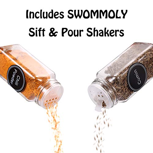 48 Pcs 4 oz Glass Spice Jars with Shaker Lids and 703 Spice Labels