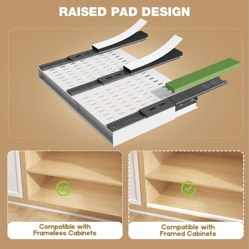 Pull Out Cabinet Organizer (White / 13"-21"W x 13"-17"D(2Pack))