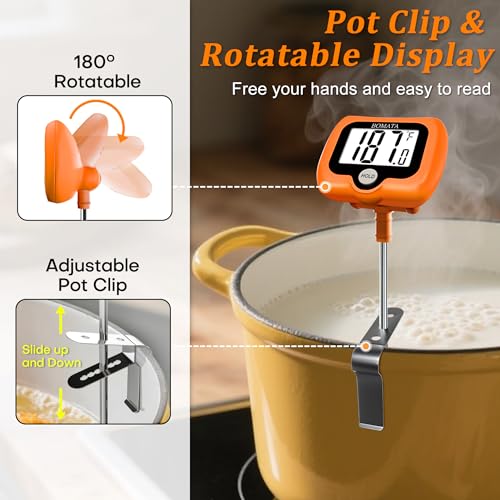 Digital Candy Thermometer with Pot Clip (Orange)