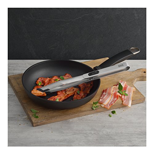 Stainless Steel SoftEdge Locking Tweezer Tongs with Silicone Edge (Stainless - Black)