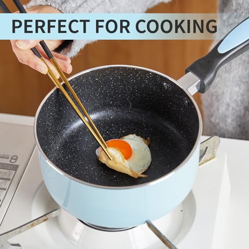 Nonstick Saucepan Set with Lid (1QT+2QT(Pack of 1) / Bule)