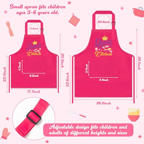 R HORSE 2Pcs Adults Kids Matching Apron Set (Pink Queen)