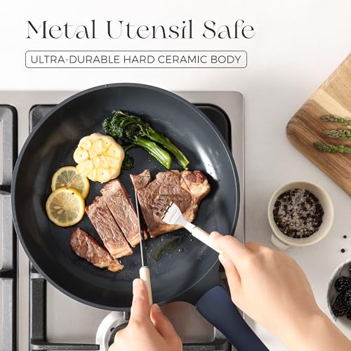 Nonstick Ceramic Frying Pan with Lid (8" W/Lid / Blueberry Mist)