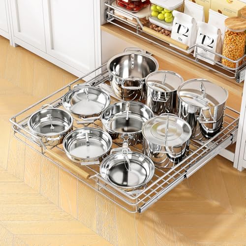 Pull out Cabinet Organizer (Chrome / 21"W x 21"D)