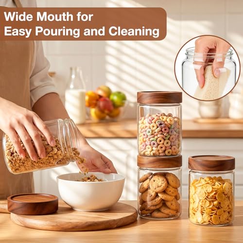 6Pcs 28 oz Glass Jars with Wooden Lids (28oz-6pcs)