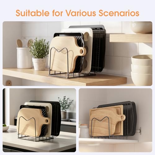 5mm Wire Cutting Board Organizer Holder Stand for Cabinet Countertop (5-Slot 1 pack)