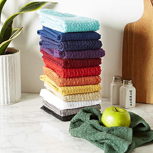 Cotton Waffle Terry Dish Towels (Dark Green / 15x26")
