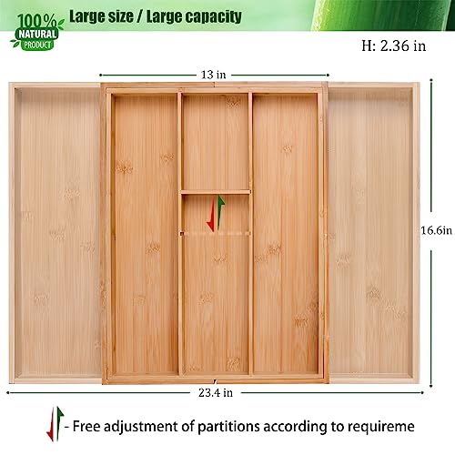 Bamboo Silverware Organizer (Two-sided pull)