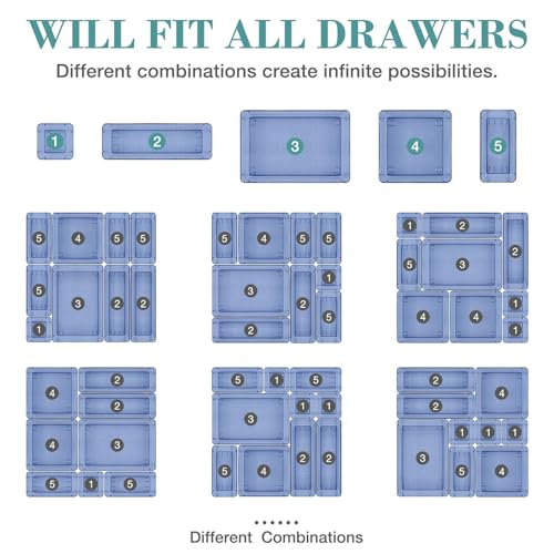 16 PCS Drawer Organizer Set (Dark Blue / 16 PCS)