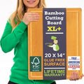 20 Inch Bamboo Wood Cutting Board Featuring Super (Glue-Free Surface - Rectangular)