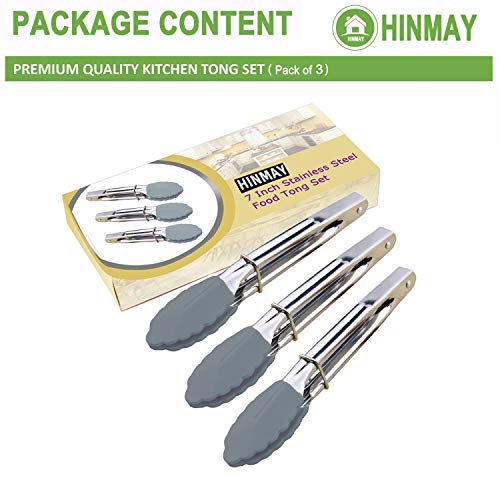 7 Inch Silicone Utility Tong Kitchen Tongs (7-inch / Gray)