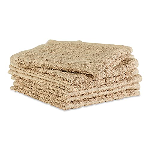 Basic Terry Collection Solid Windowpane Dishcloth Set (Beige / 12x12")