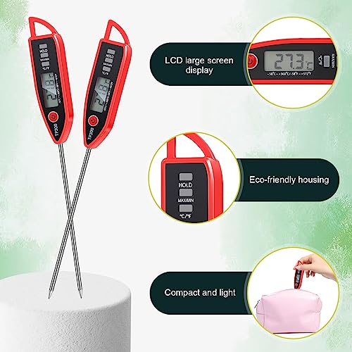 6 Set Digital Food Thermometer Long Probe Instant (Red)
