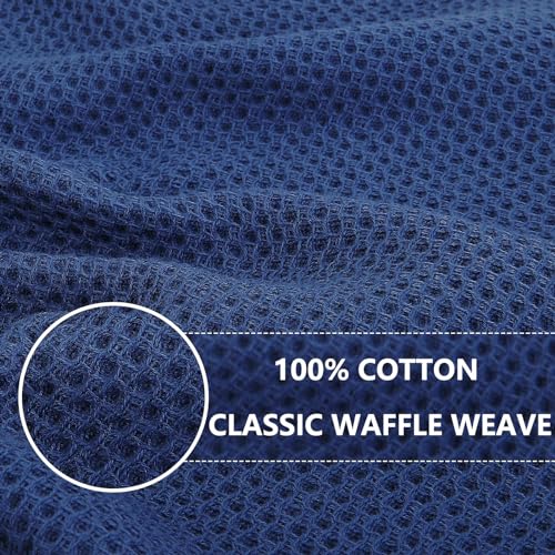 100% Cotton Waffle Weave Kitchen Dish Towels 8 (Navy Blue / 13 X 28 - 8 Pack)