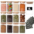6oz Glass Spice Jars with Bamboo Lid and Label (12pack Glass Spice Jars)